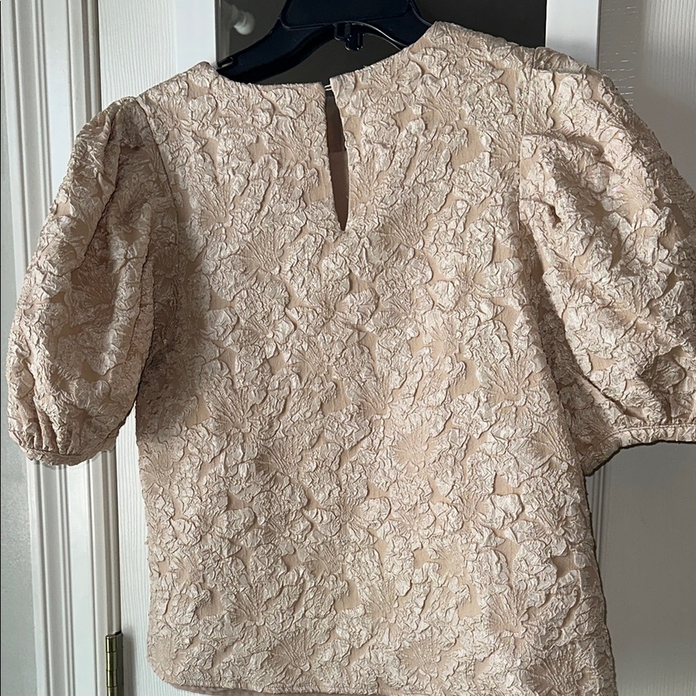 Endless Ross Elegant Beige Lace Puff Sleeve Top - Picture 3 of 3